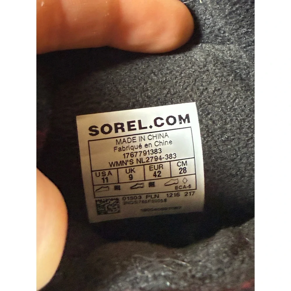 Sorel Whitney Short Lace Women 11 Green Nylon Waterproof Plaid Lined Winter Boot